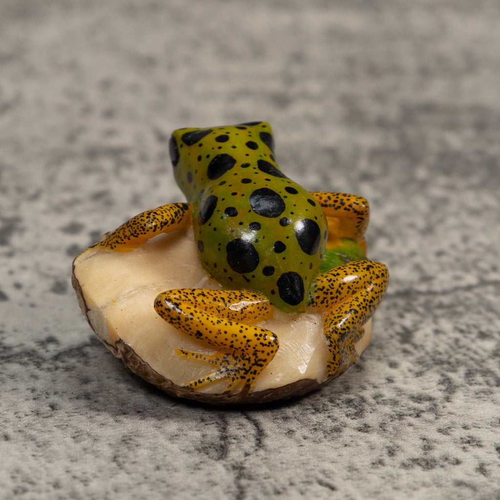 Gold Green And Black Poison Dart Frog Tagua Carving
