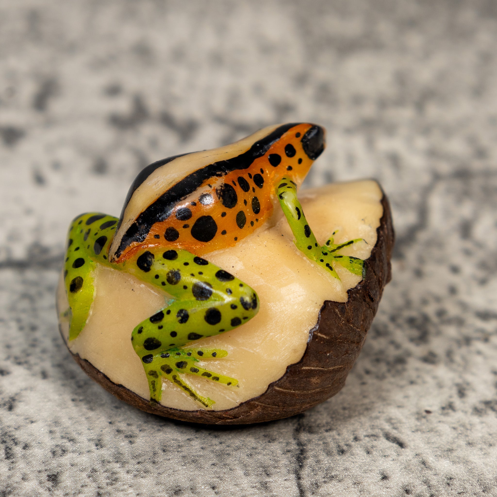 Gold Black And Green Poison Dart Frog Tagua Carving