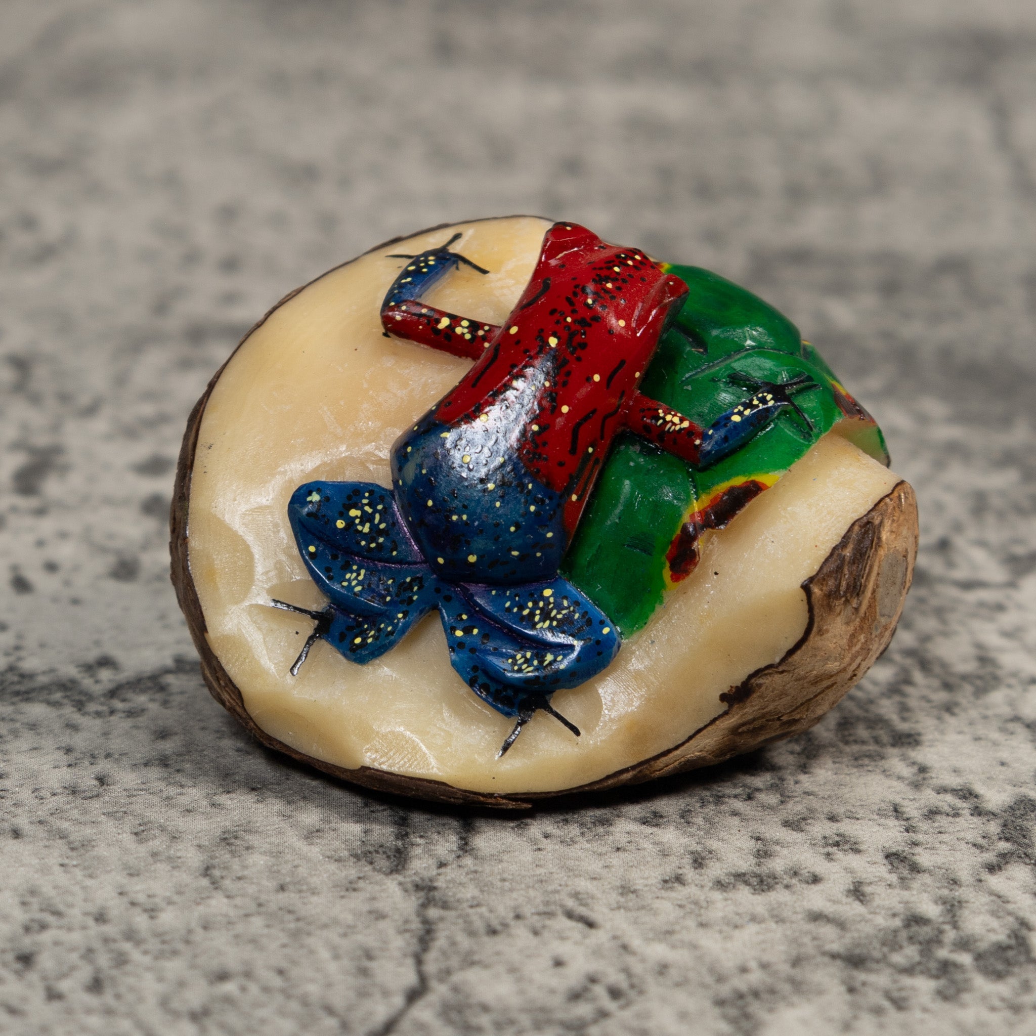Red Blue And Green Poison Dart Frog Tagua Carving