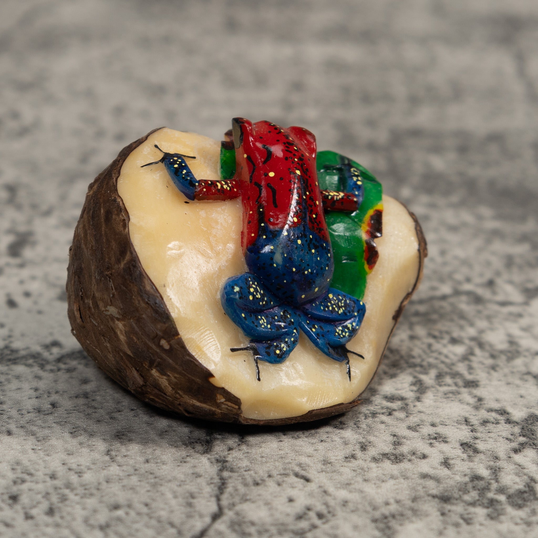 Red Blue And Green Poison Dart Frog Tagua Carving
