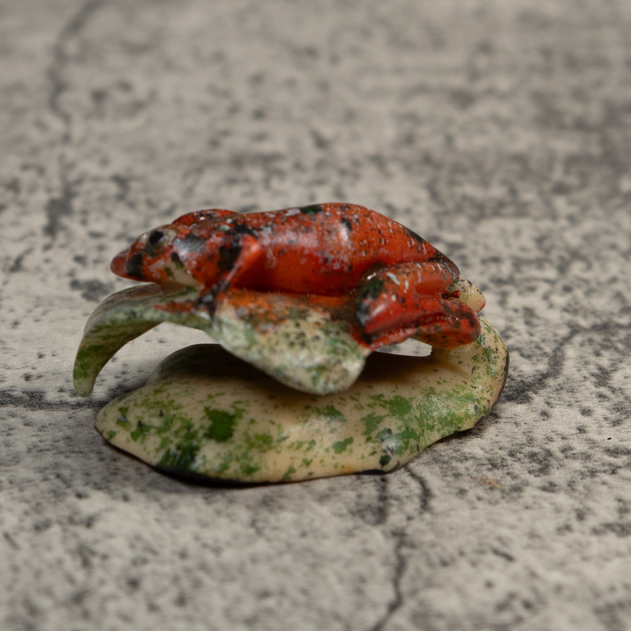 Vintage Black And Red Sprinkled Poison Dart Frog Tagua Carving