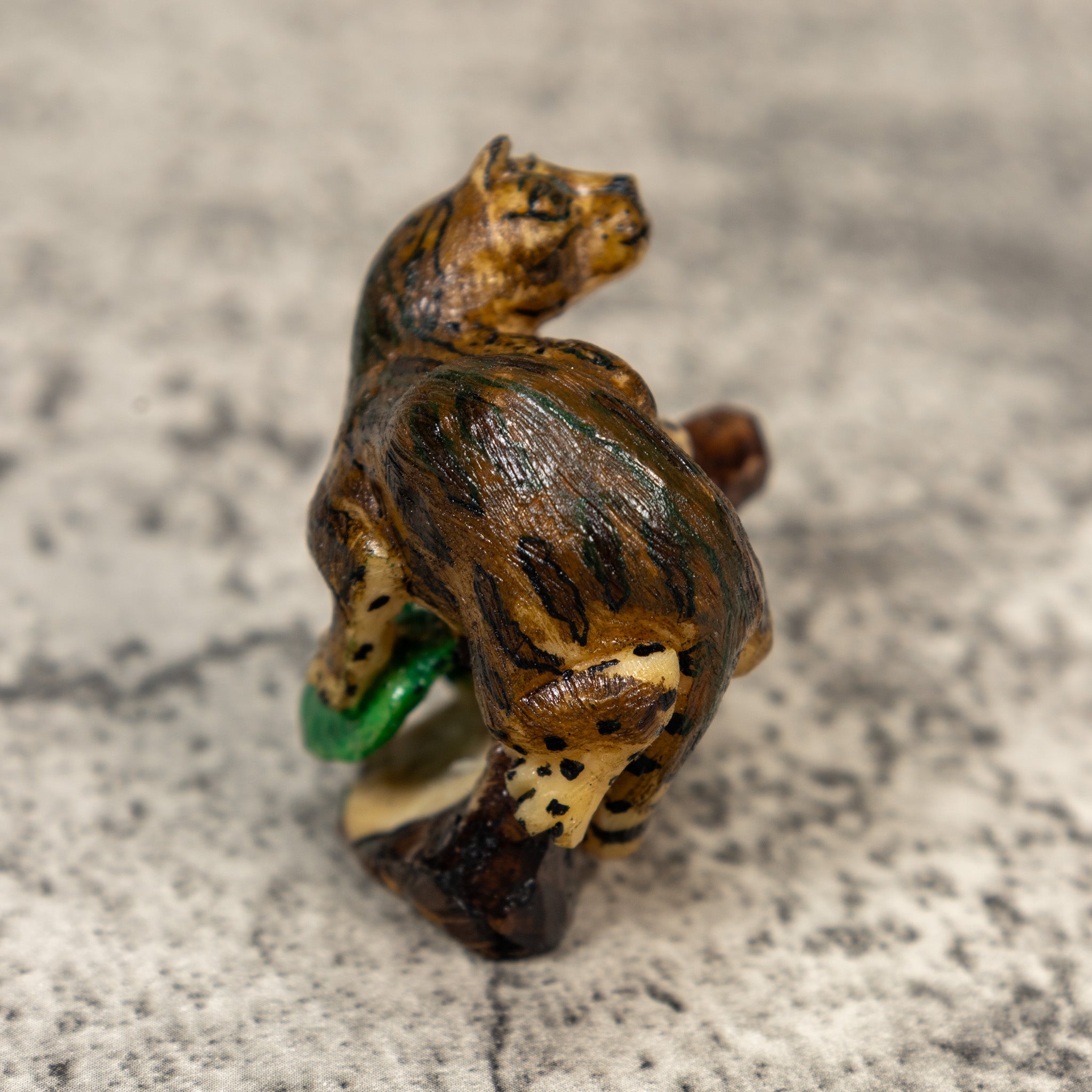 Jaguar Cat On Log Tagua Carving