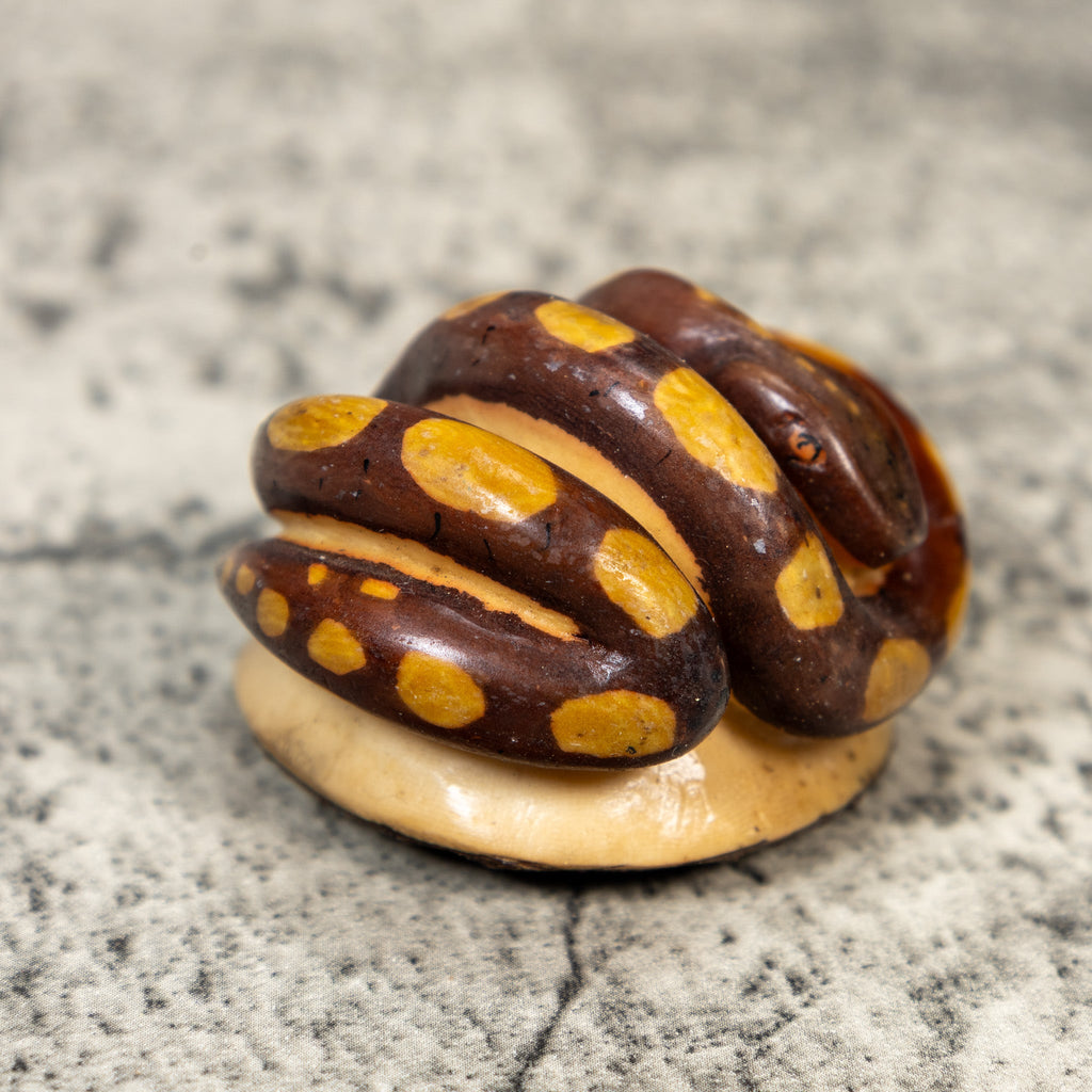 Vintage Brown And Yellow Snake Tagua Carving