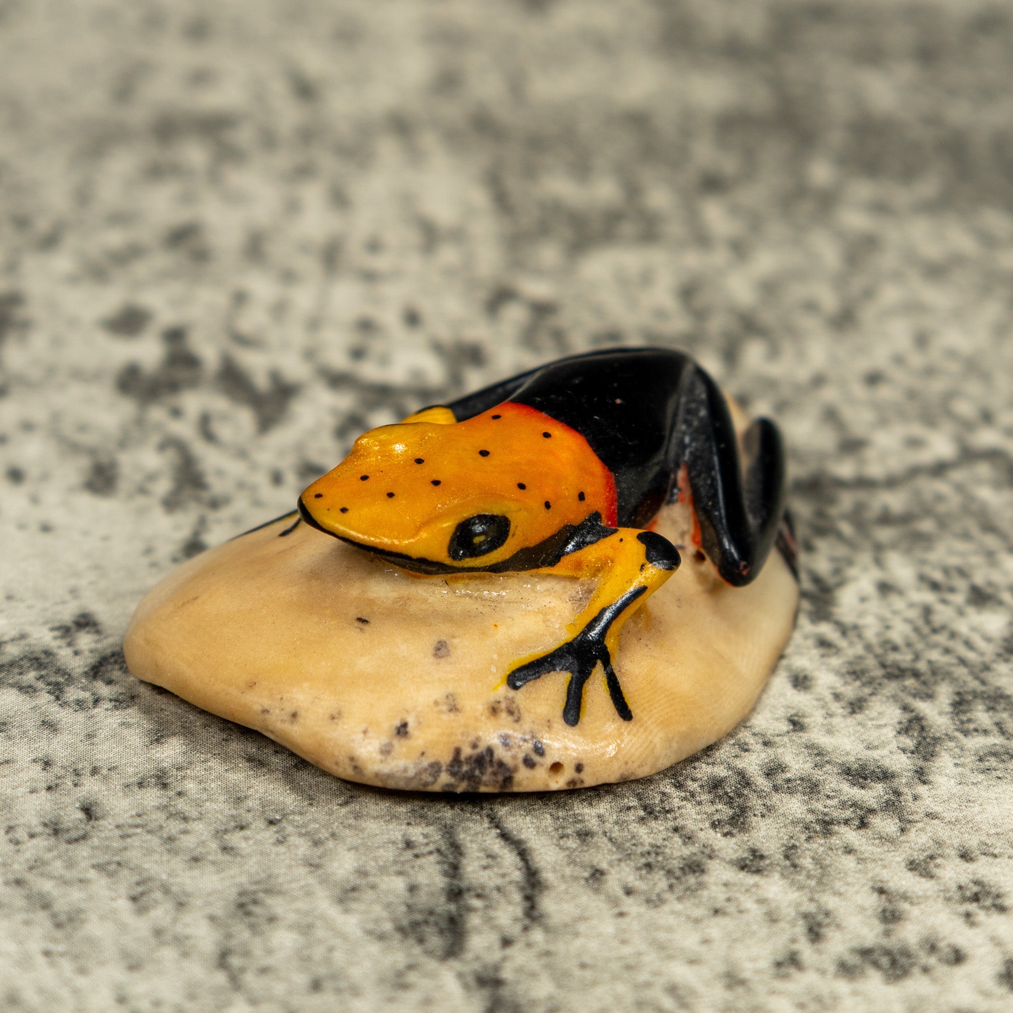 Vintage Black And Orange Poison Dart Frog Tagua Carving