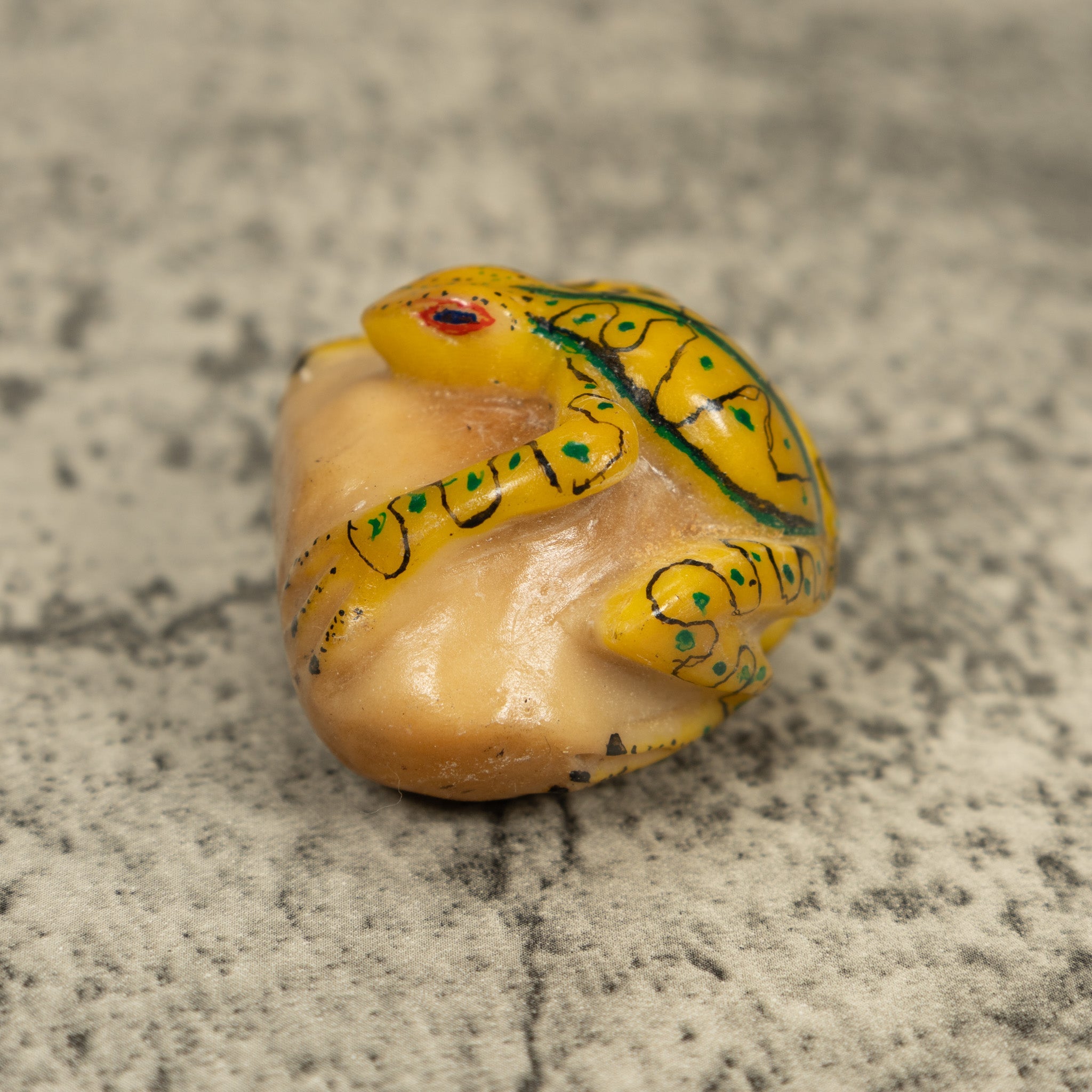 Vintage Yellow And Black Fantasy Frog Tagua Carving