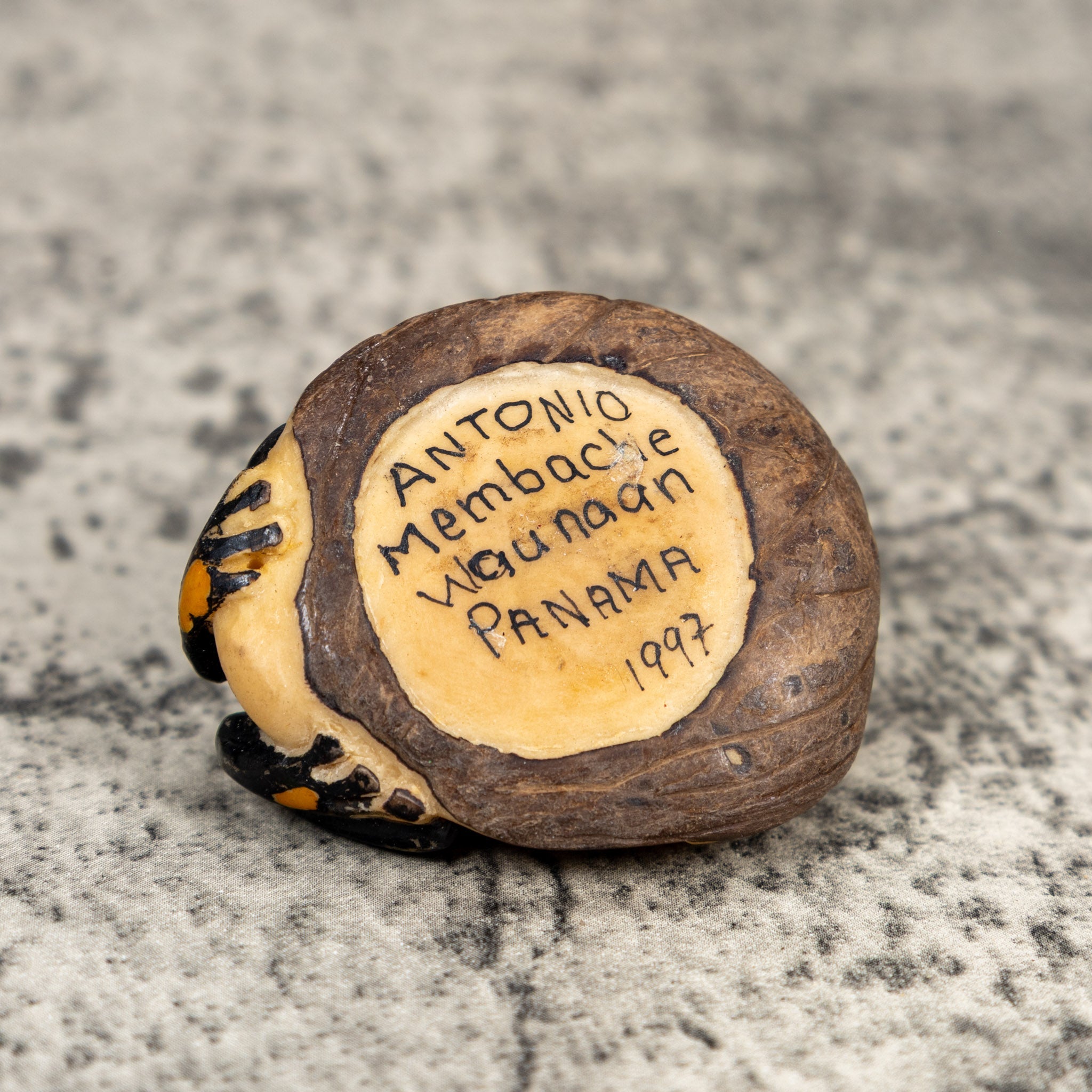Black And Gold Poison Dart Frog Tagua Carving