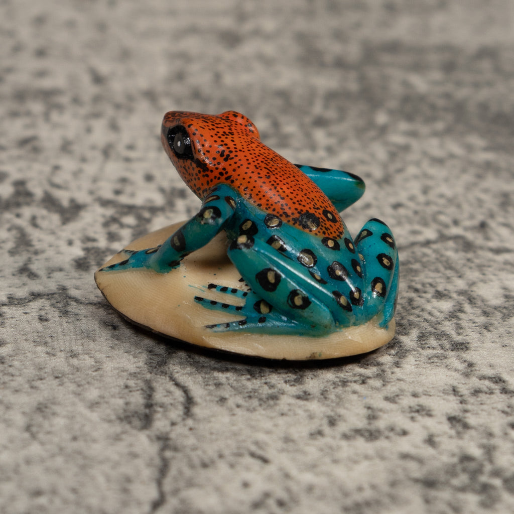 Black Blue And Red Poison Dart Frog Tagua Carving