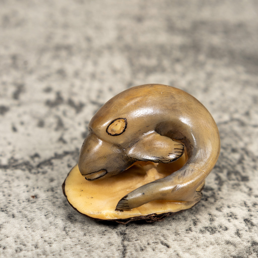 Vintage Gray Dolphin Tagua Carving