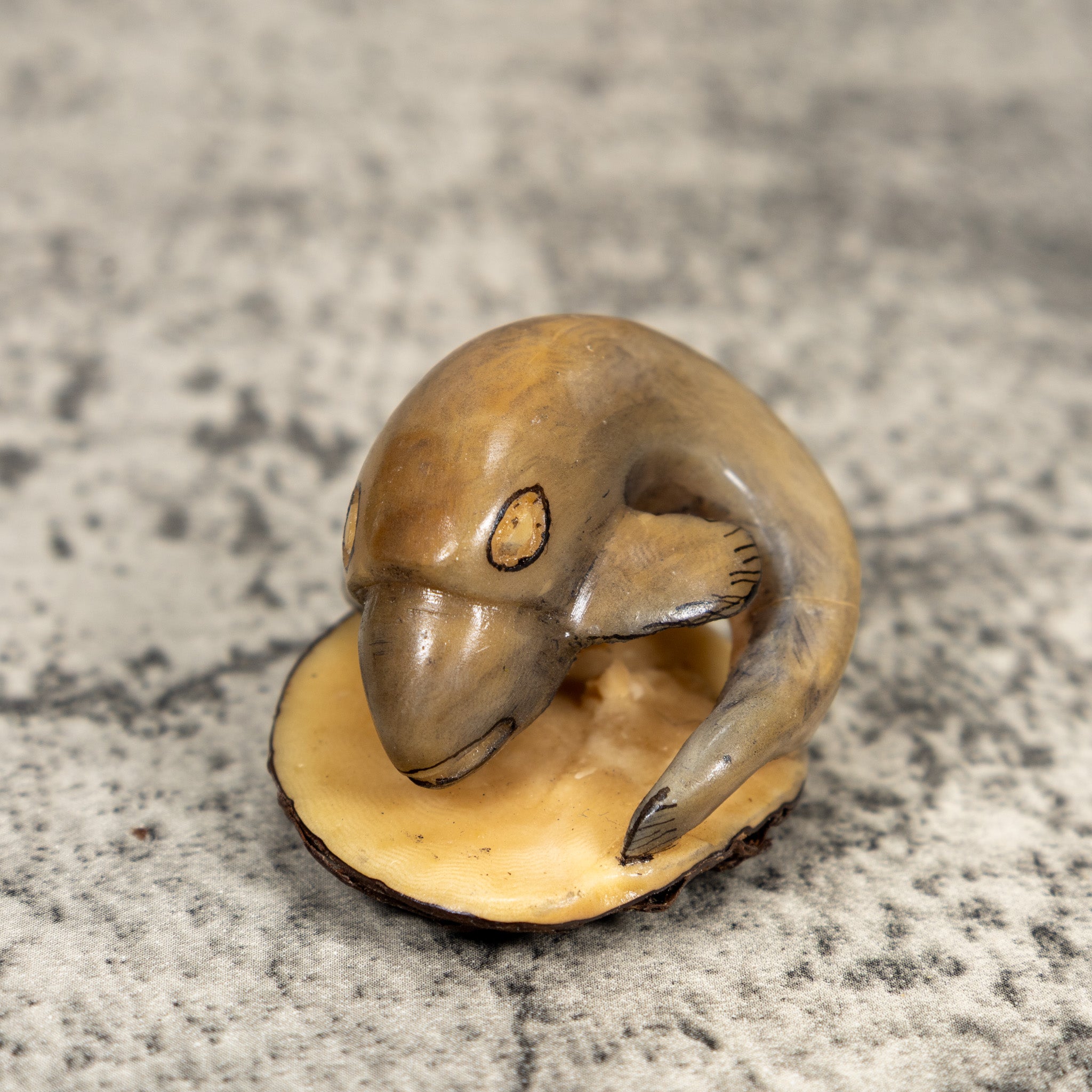 Vintage Gray Dolphin Tagua Carving