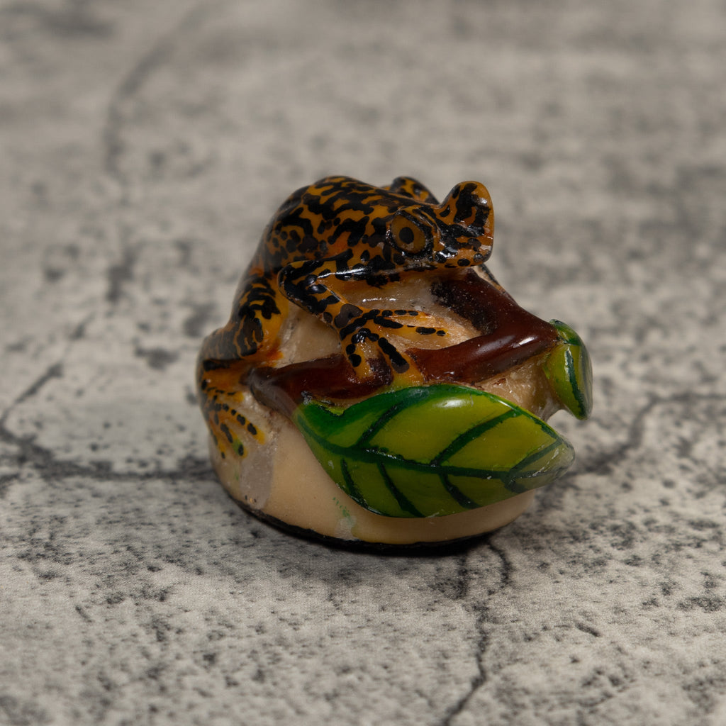 Black Gold And Green Poison Dart Frog Tagua Carving