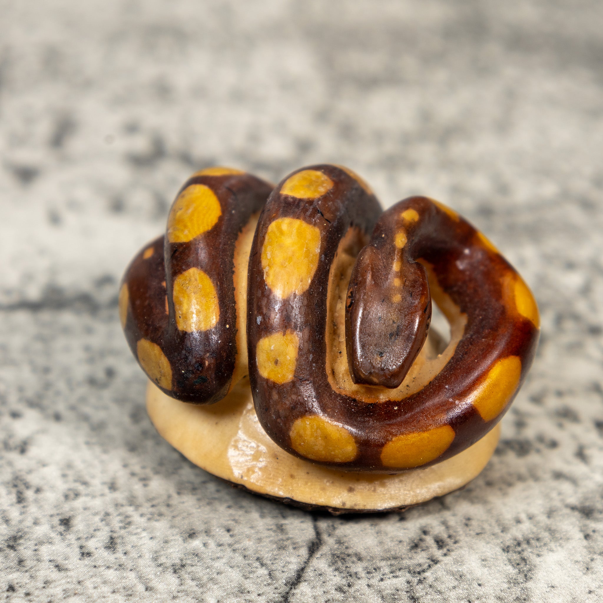 Vintage Brown And Yellow Snake Tagua Carving