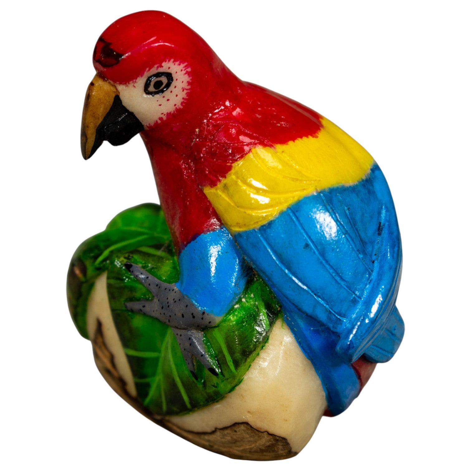 Red Yellow And Blue Macaw Parrot Tagua Carving