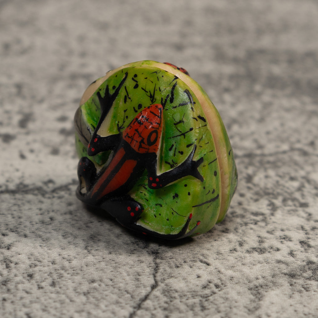 Double Red And Black Gecko Lizard Tagua Carving