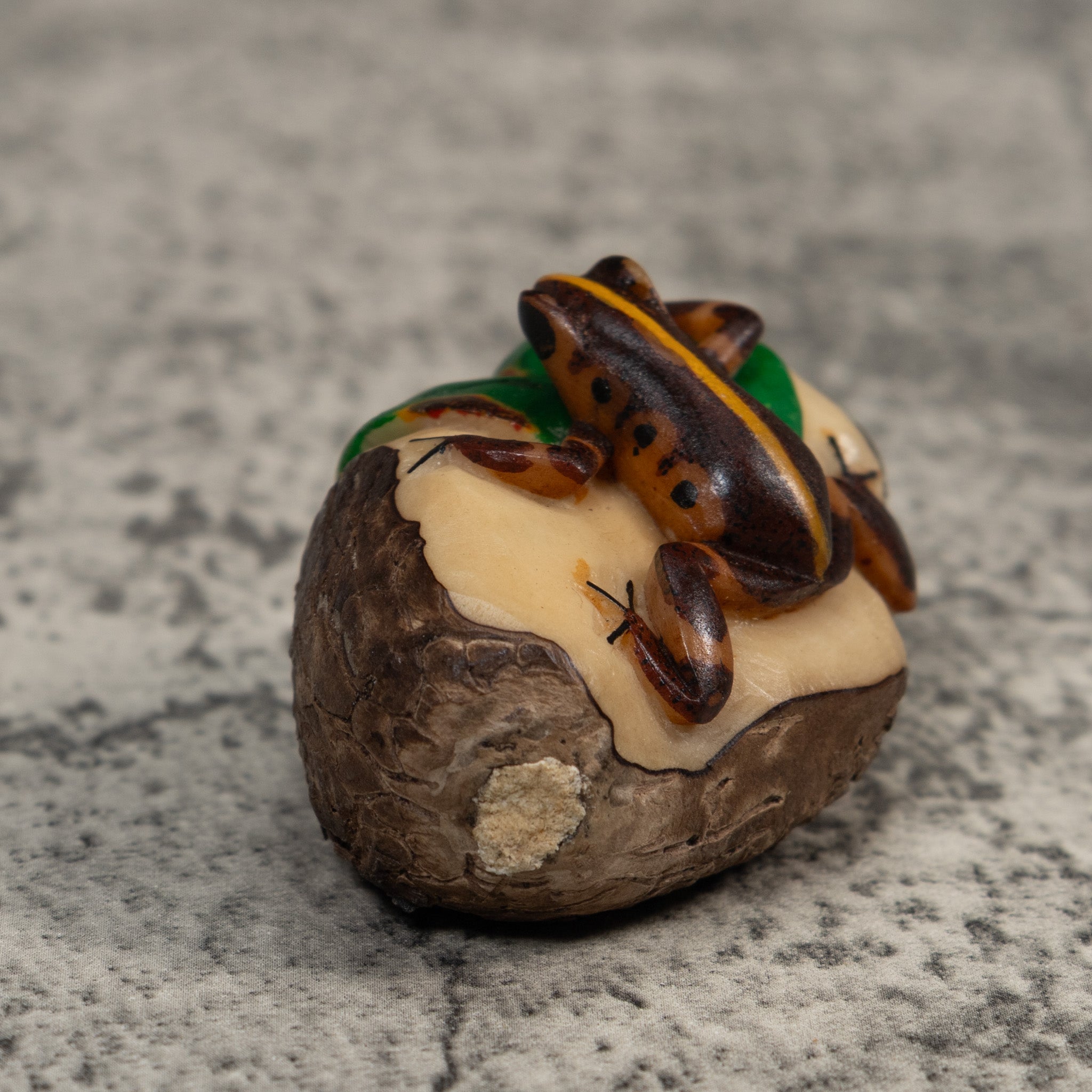Black And Gold Poison Dart Frog Tagua Carving