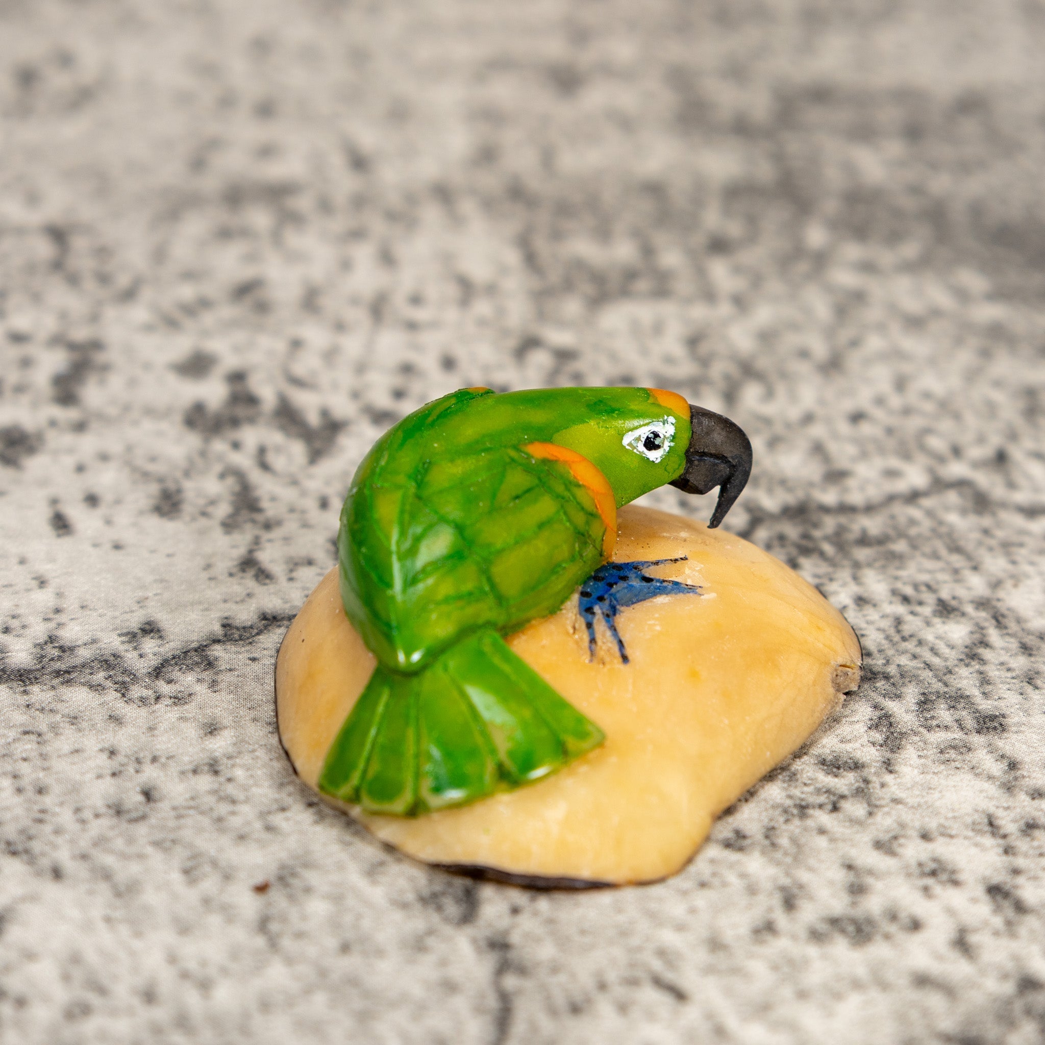 Green And Yellow Parrot Bird Tagua Carving