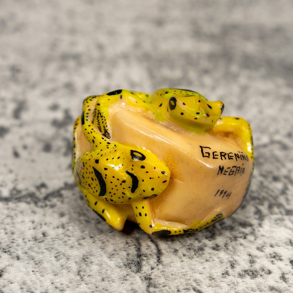 Vintage Double (2) Golden Frog Tagua Carving