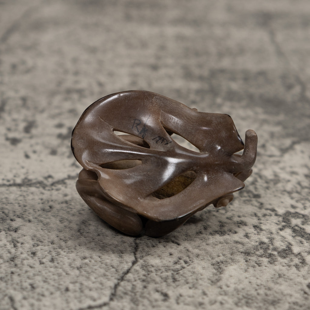 Vintage Dyed Grey Brown FrogTagua Carving