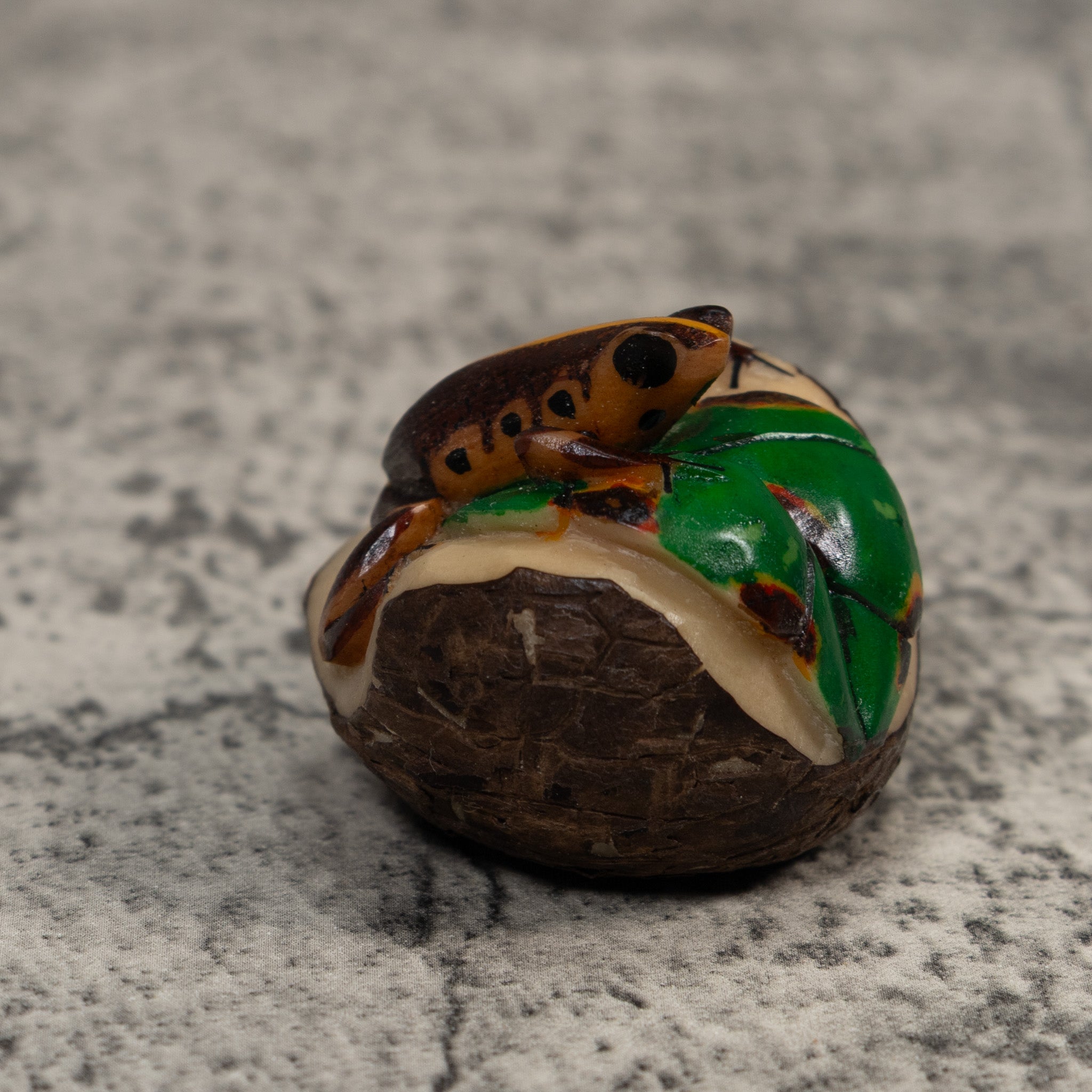 Black And Gold Poison Dart Frog Tagua Carving