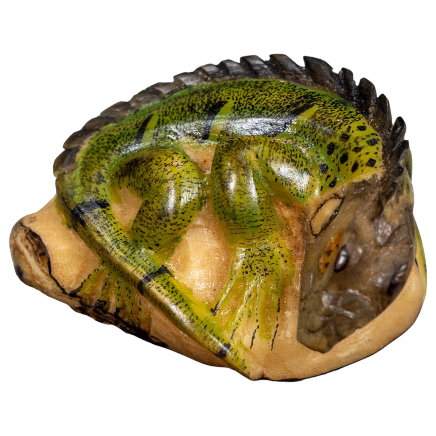 Green Gray And Black Iguana Lizard Tagua Carving