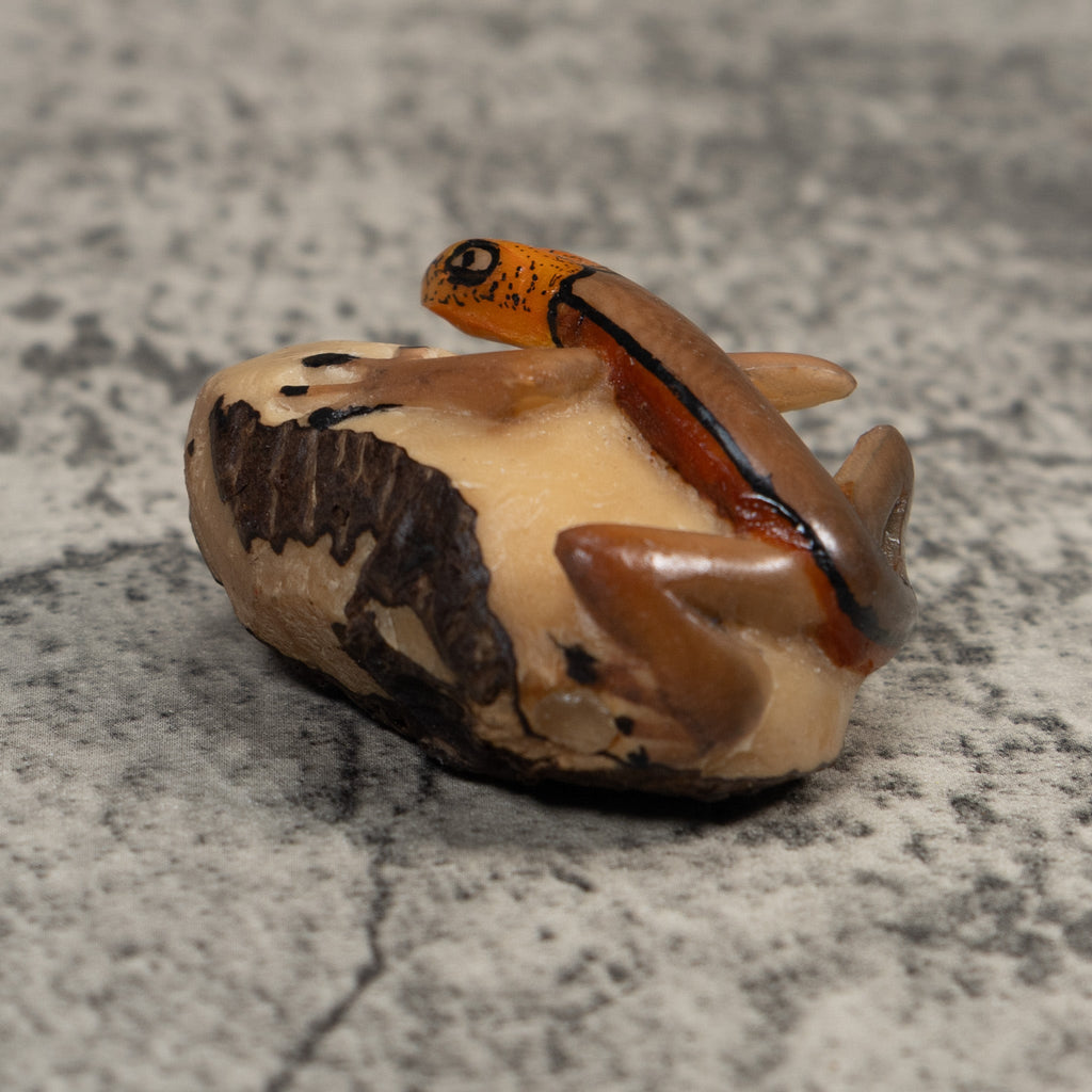 Vintage Brown And Orange Gecko Lizard Tagua Carving