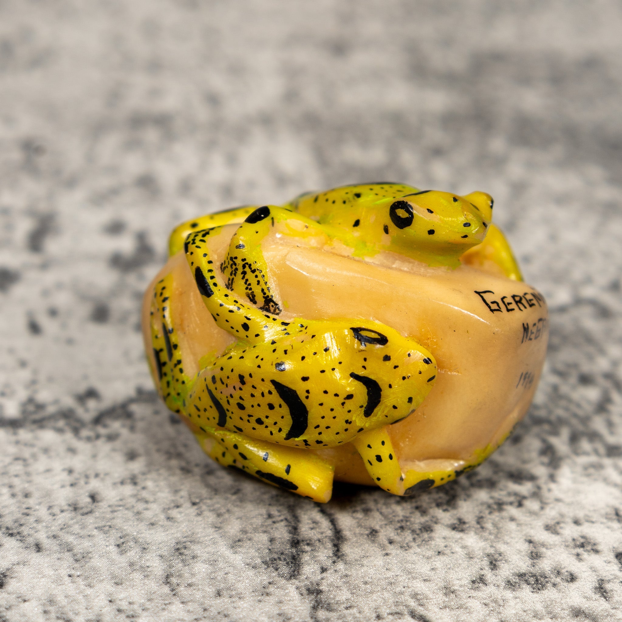 Vintage Double (2) Golden Frog Tagua Carving