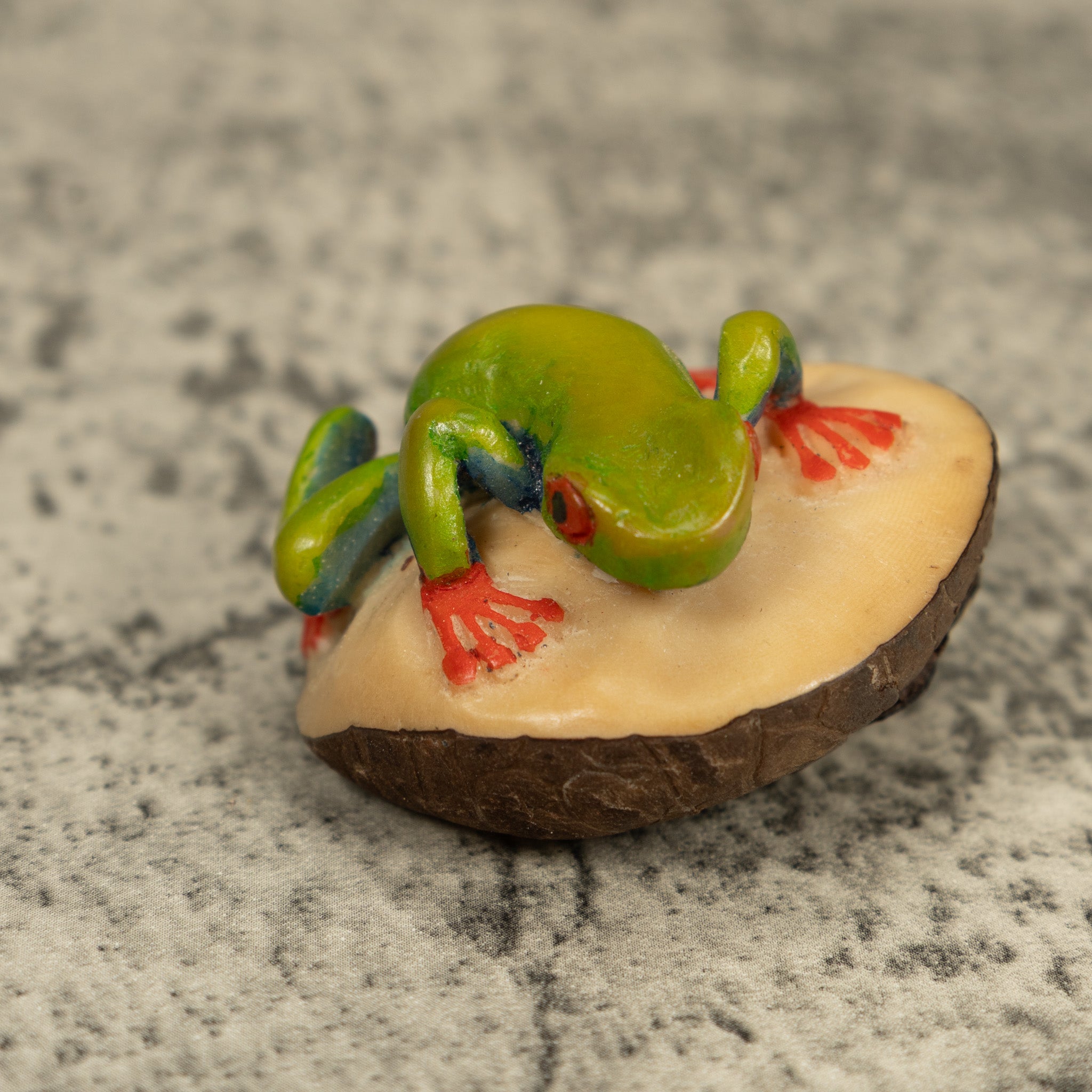Vintage Red-Eye Tree Frog Tagua Carving