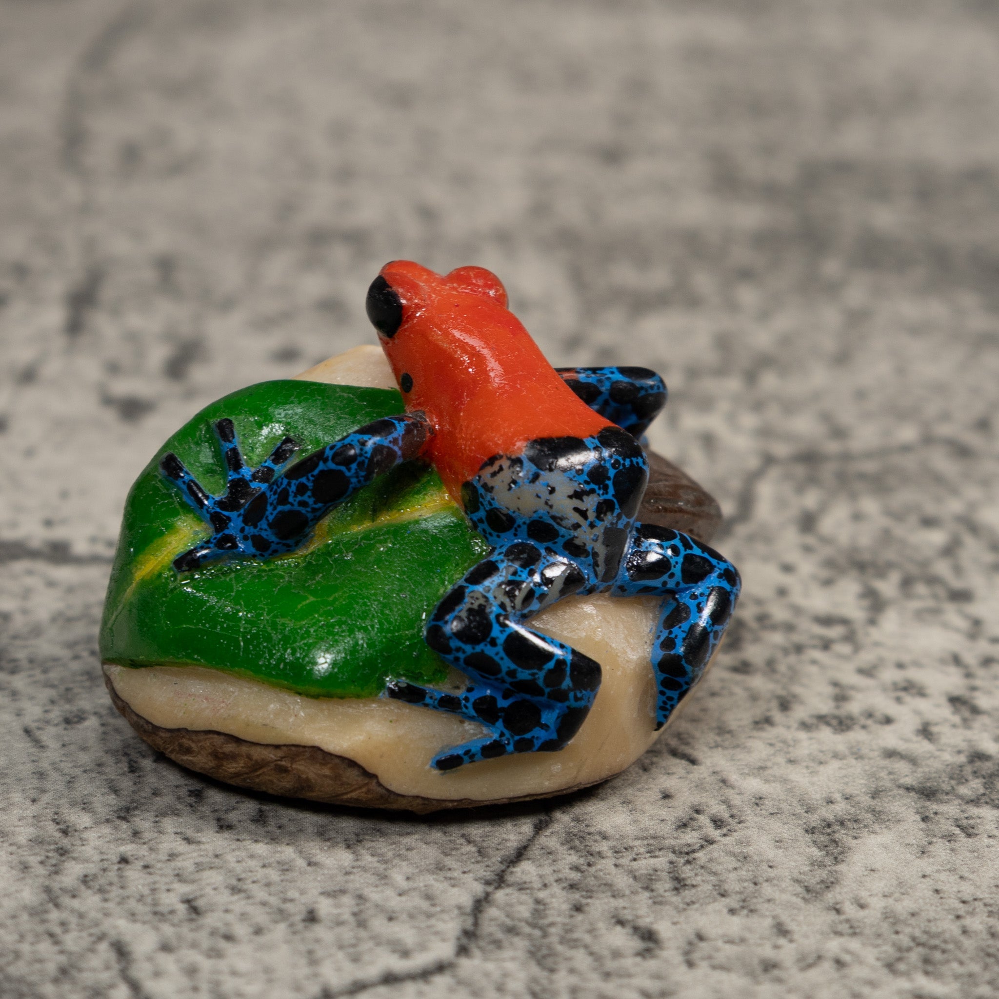 Red Blue And Black Poison Dart Frog Tagua Carving