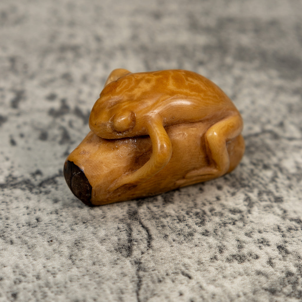 Vintage Natural White Dyed FrogTagua Carving