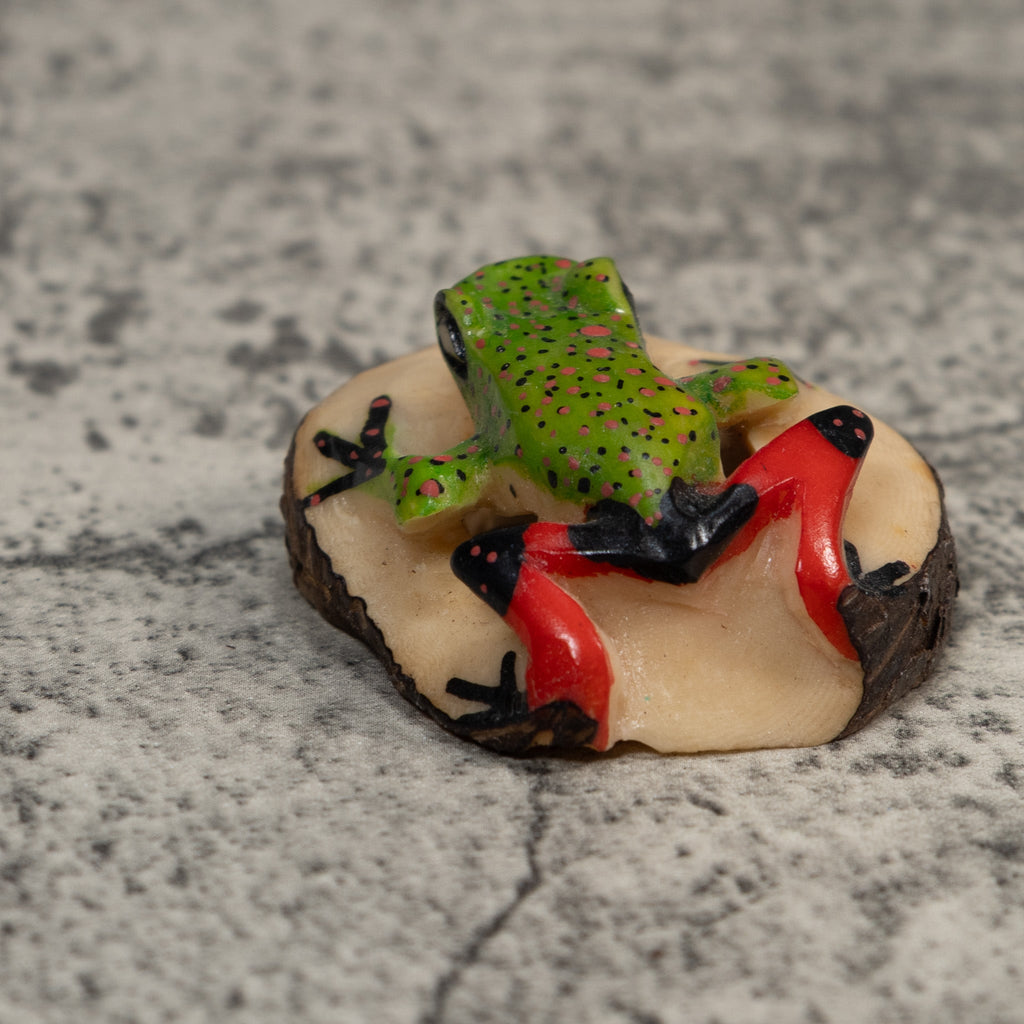 Red And Green Poison Dart Frog Tagua Carving