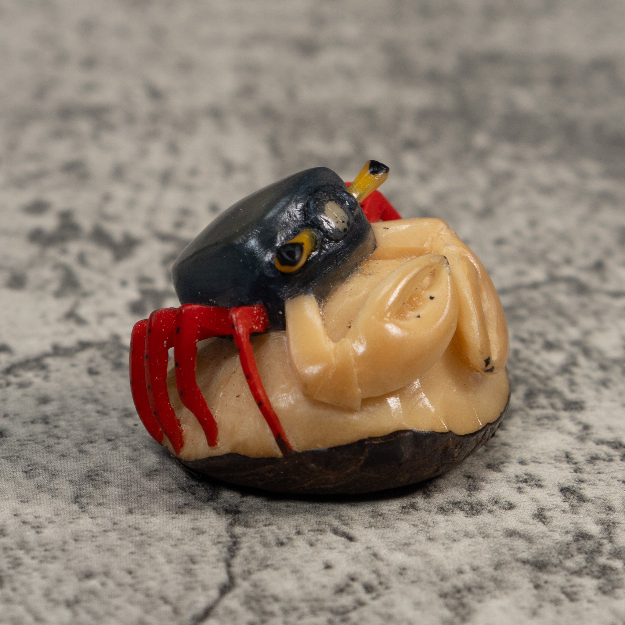 Red And Blue Crab Tagua Carving