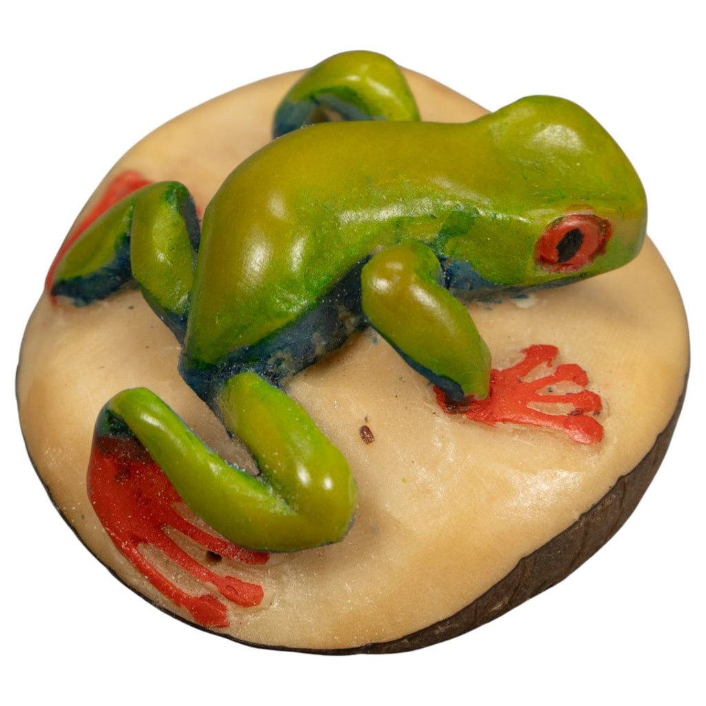 Vintage Red-Eye Tree Frog Tagua Carving