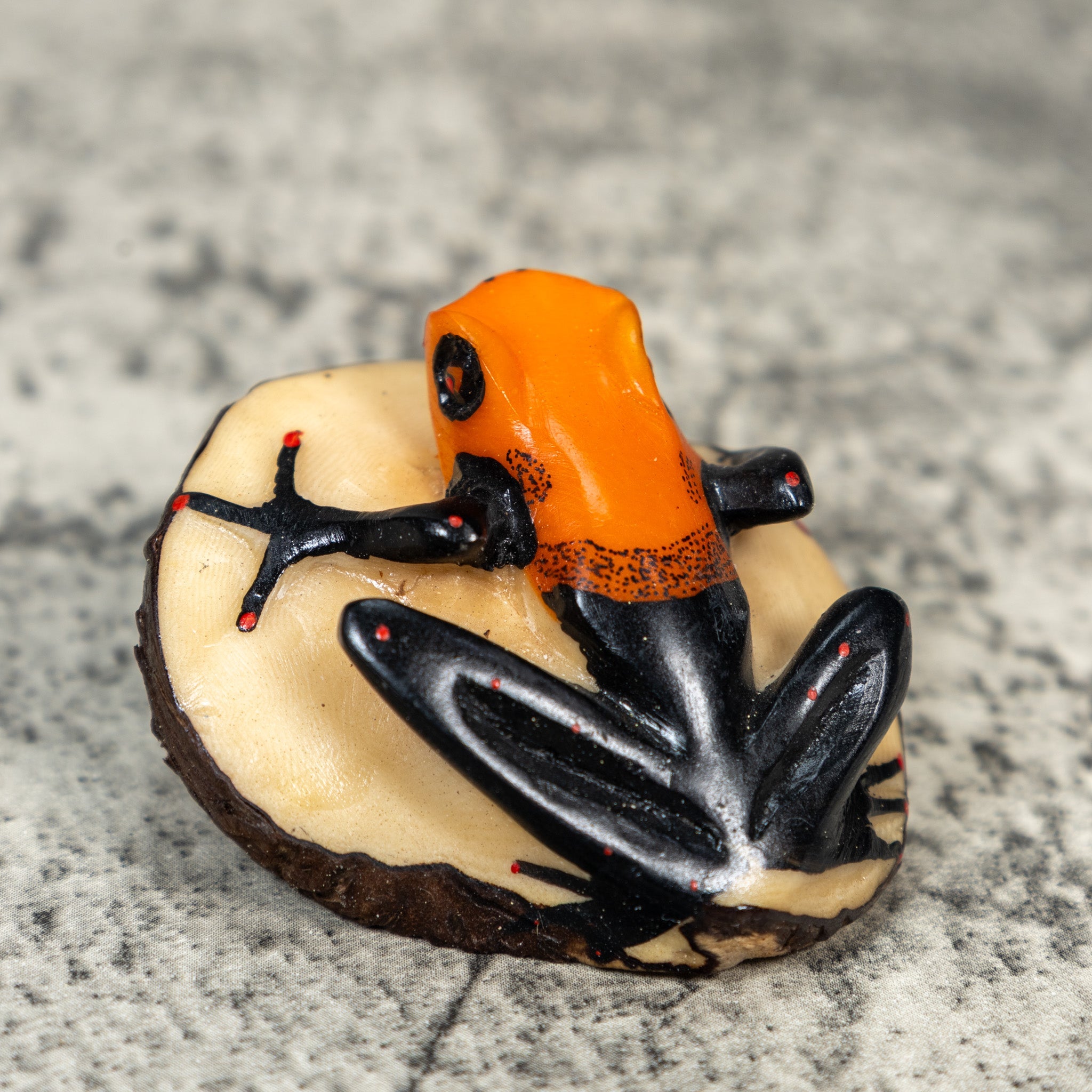 Black And Orange Poison Dart Frog Tagua Carving