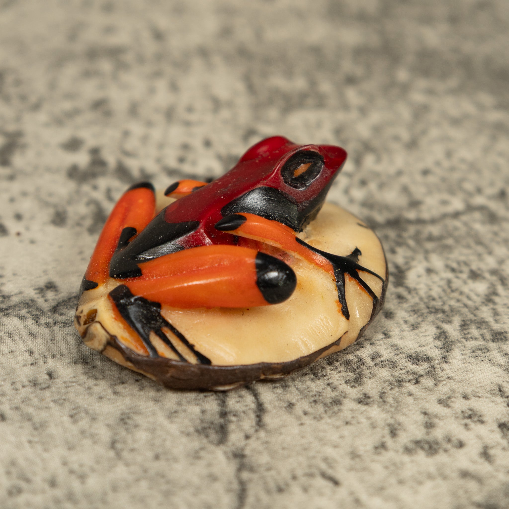 Orange Black And Red Poison Dart Frog Tagua Carving