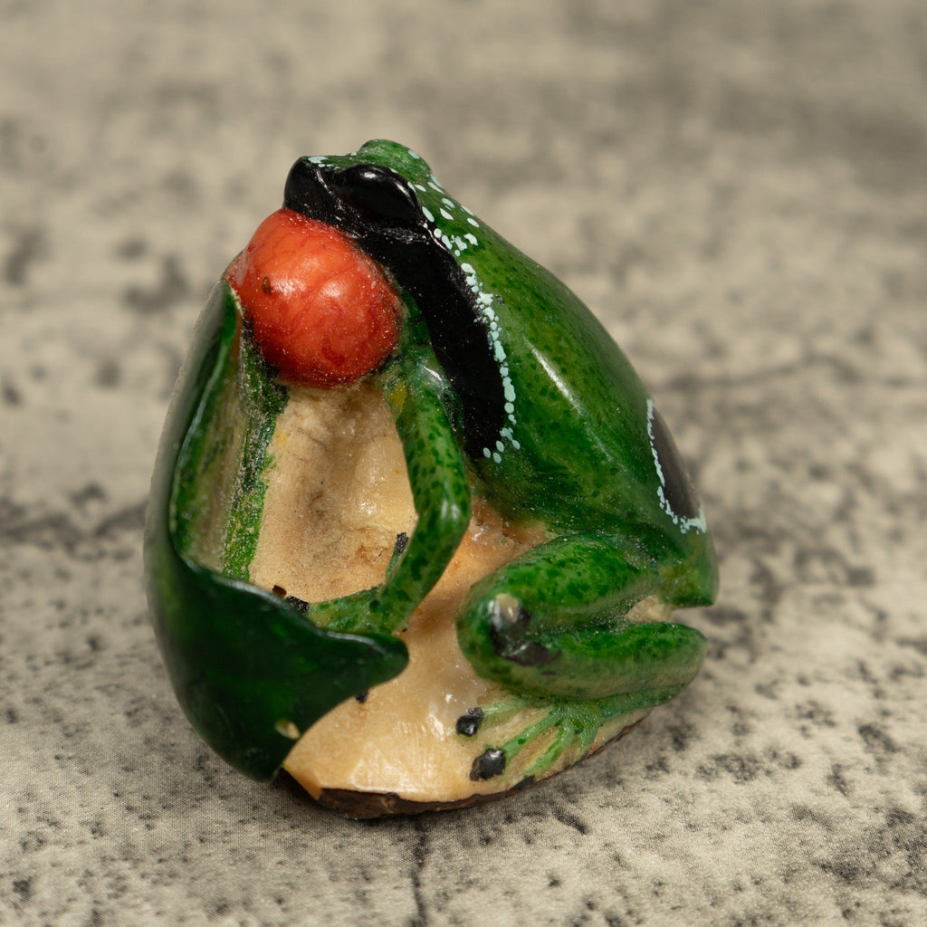 Blow Throat Green Poison Dart Frog Tagua Carving