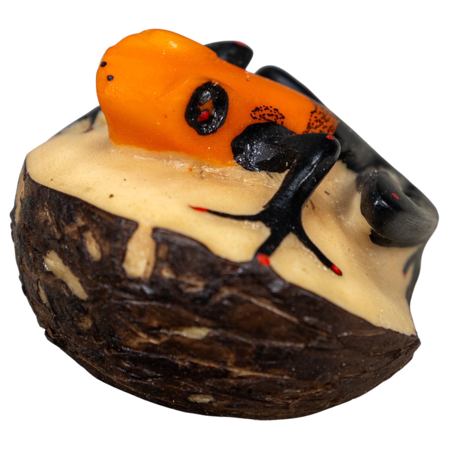 Black And Orange Poison Dart Frog Tagua Carving