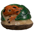 Vintage Orange Black And Green Frog Tagua Carving