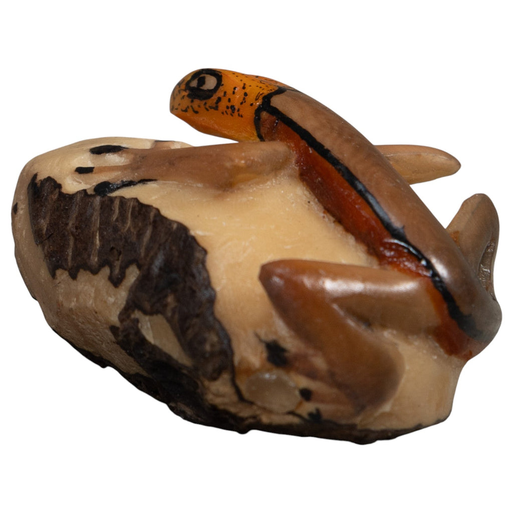 Vintage Brown And Orange Gecko Lizard Tagua Carving