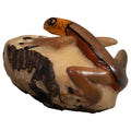 Vintage Brown And Orange Gecko Lizard Tagua Carving