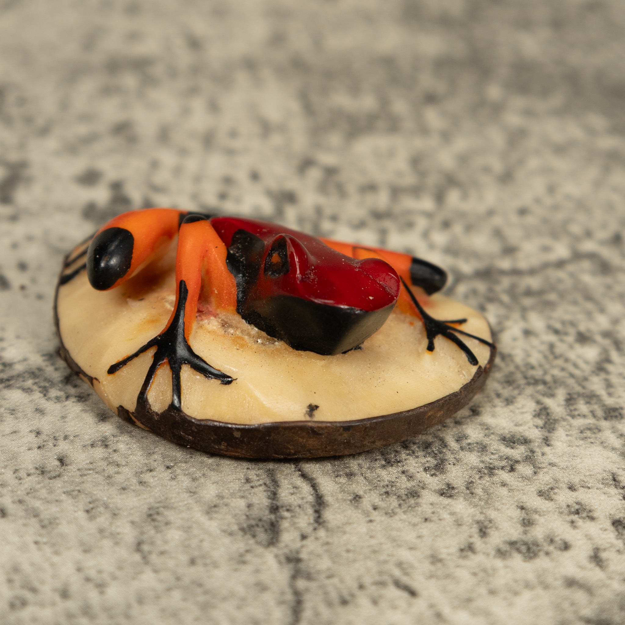 Orange Black And Red Poison Dart Frog Tagua Carving