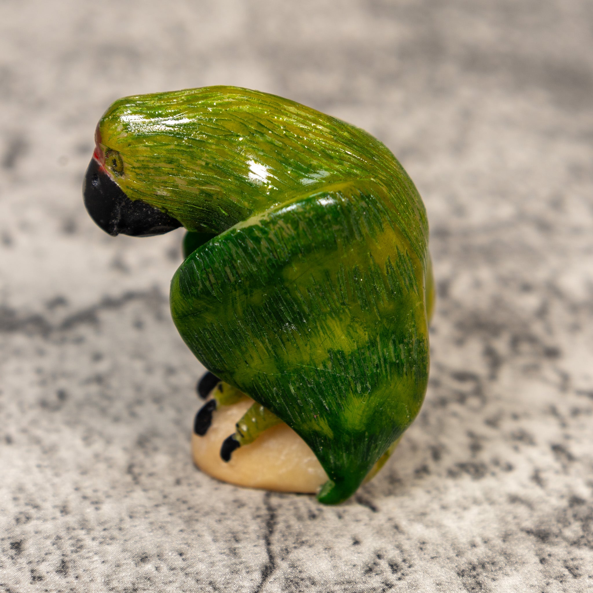 Green Parrot Bird Tagua Carving