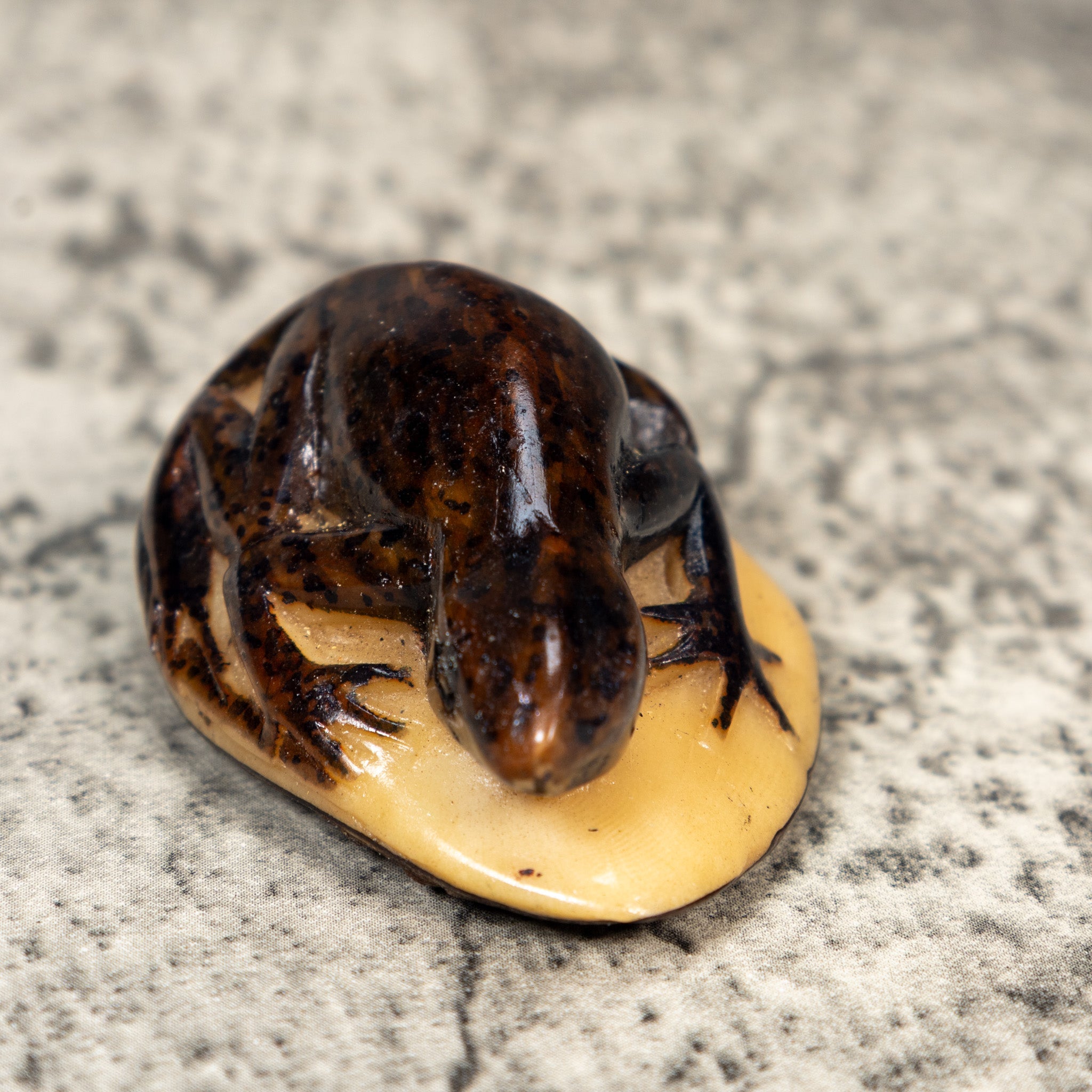 Vintage Brown Gecko Lizard Tagua Carving