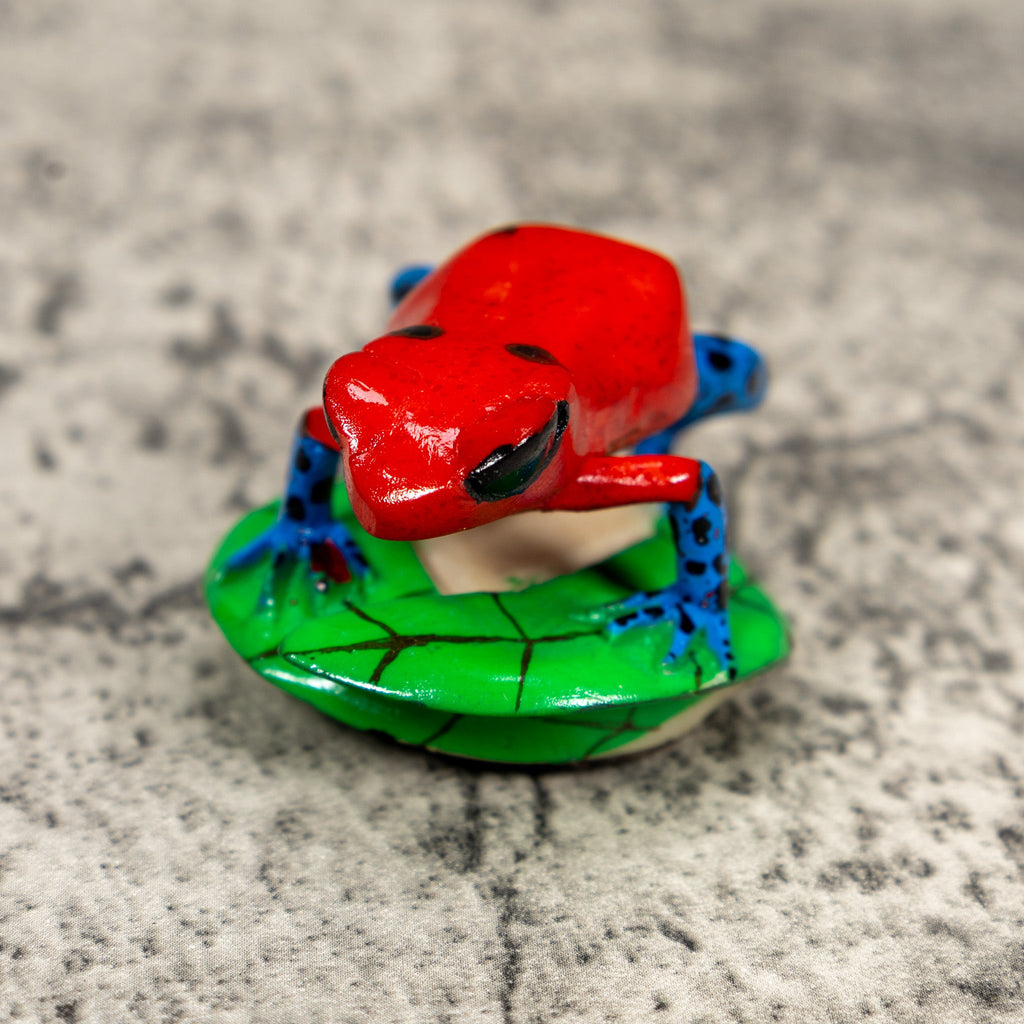 Red And Blue Poison Dart Frog Tagua Carving