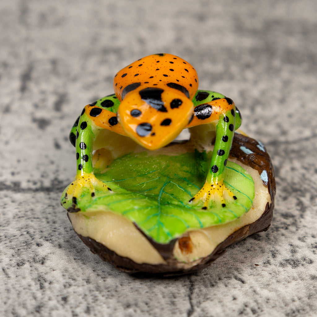 Green Gold And Black Poison Dart Frog Tagua Carving