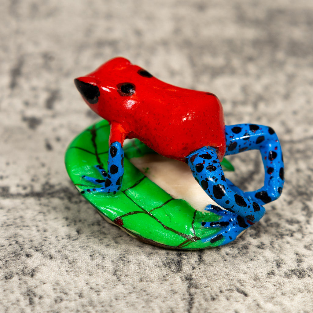Red And Blue Poison Dart Frog Tagua Carving