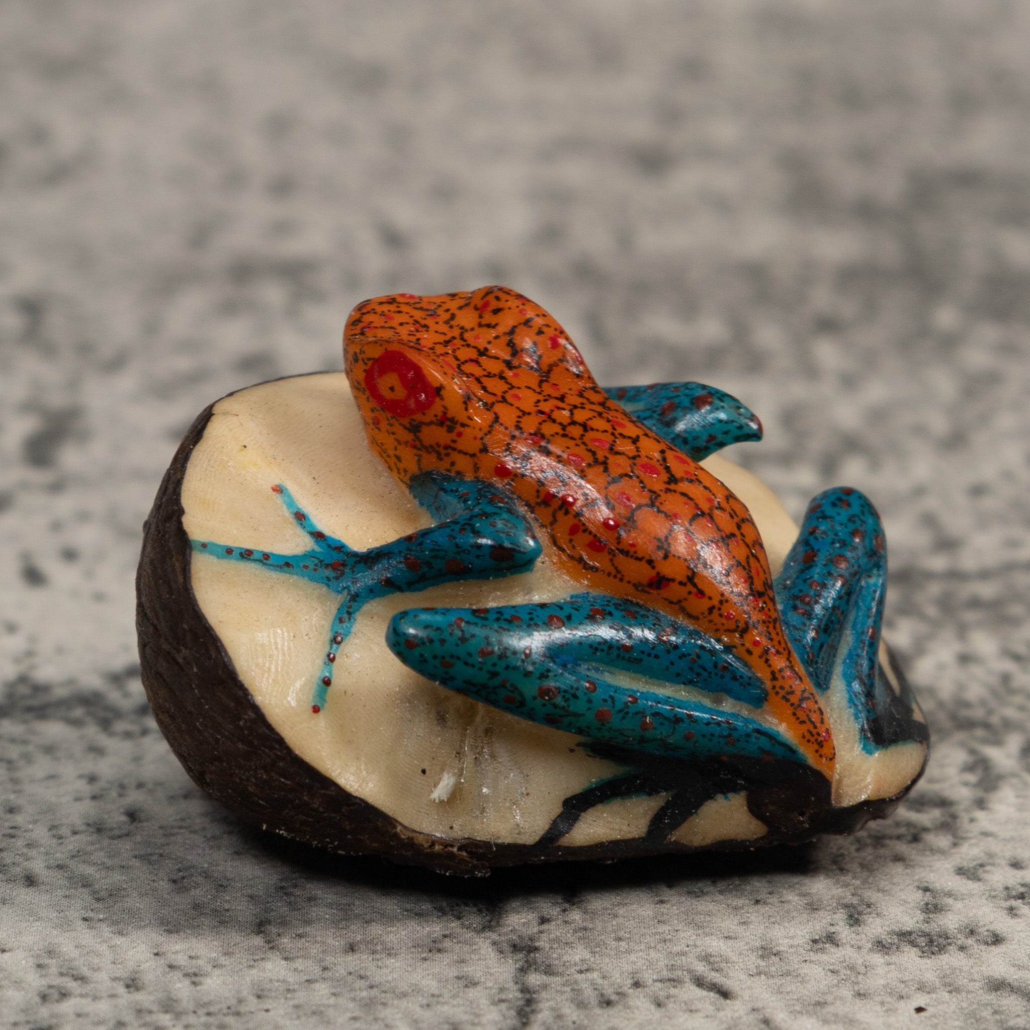 Red And Blue Poison Dart Frog Tagua Carving