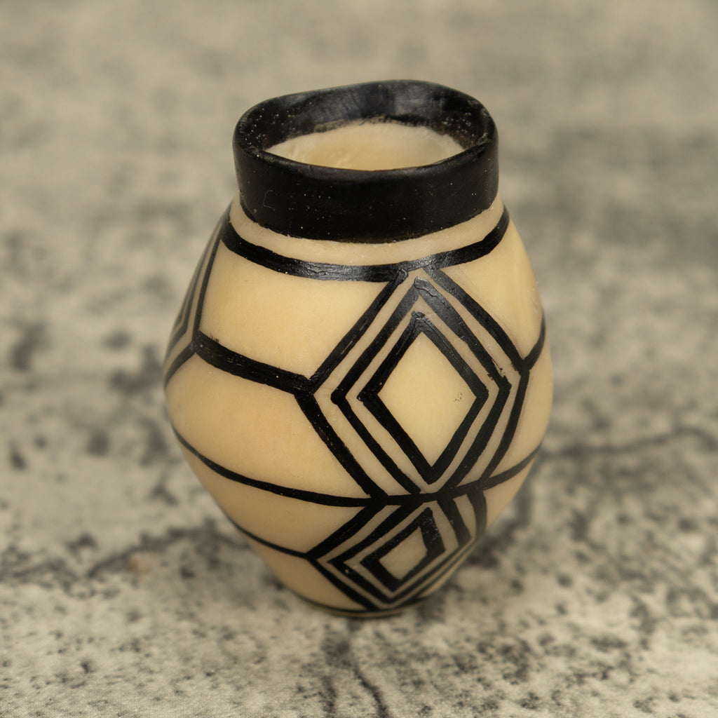 Etched Black Vase Tagua Carving
