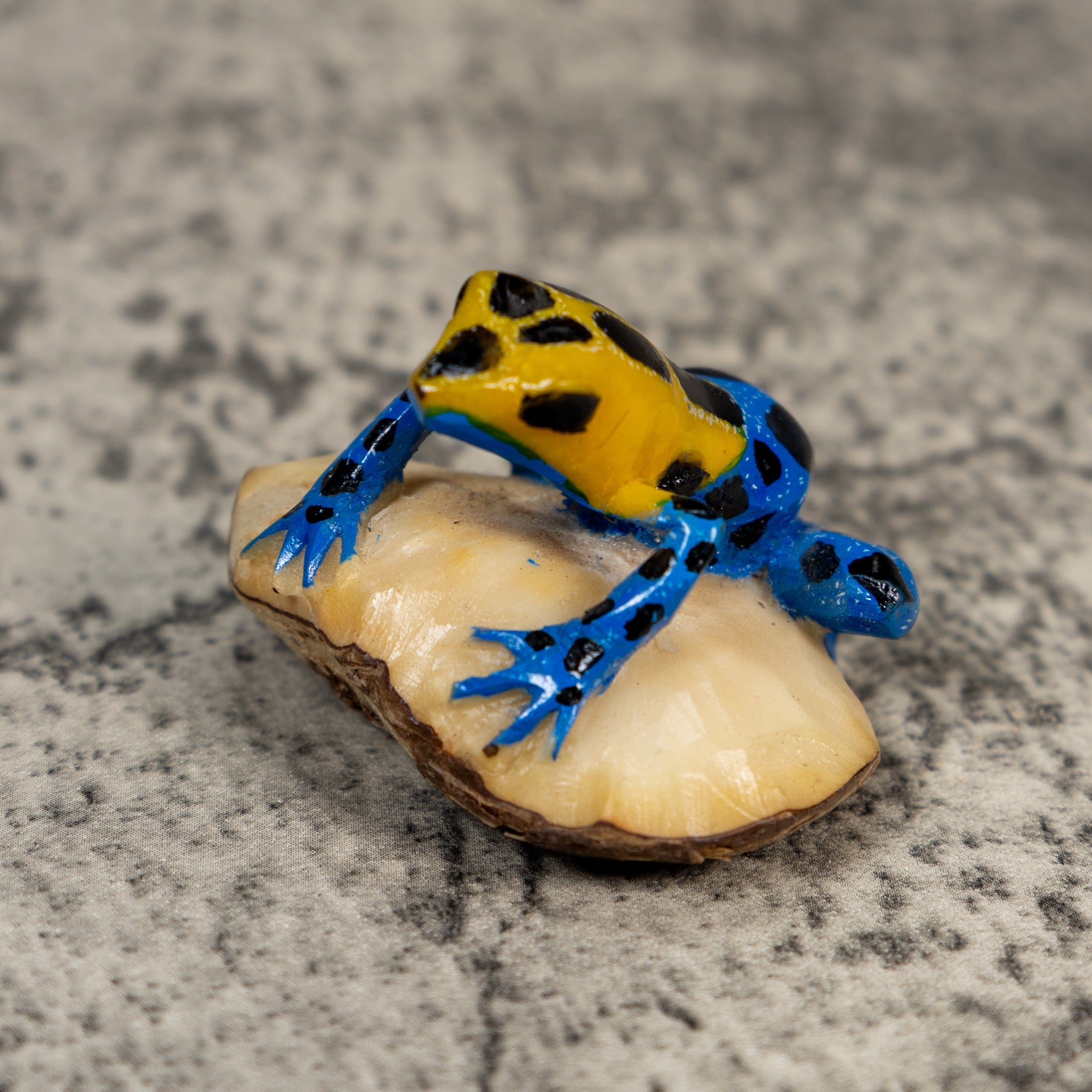 Black Blue And Gold Poison Dart Frog Tagua Carving