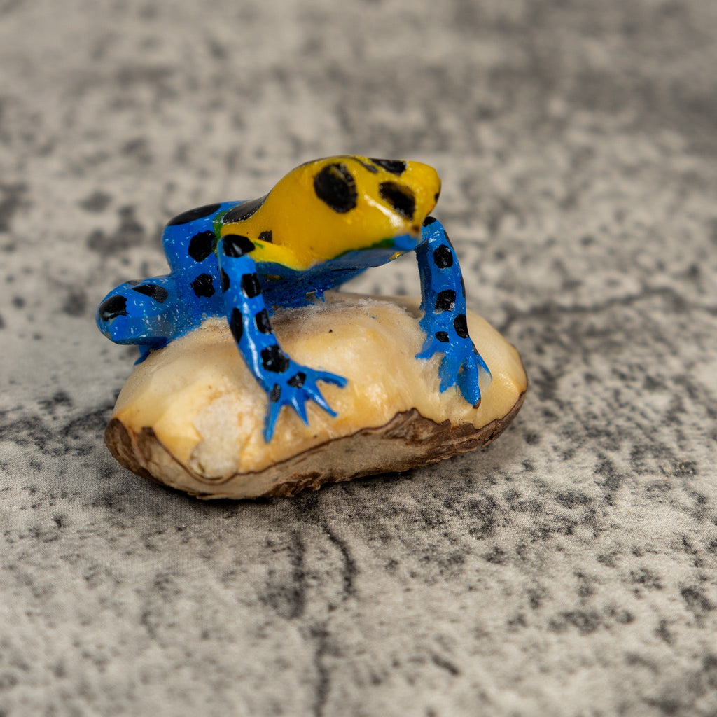 Black Blue And Gold Poison Dart Frog Tagua Carving