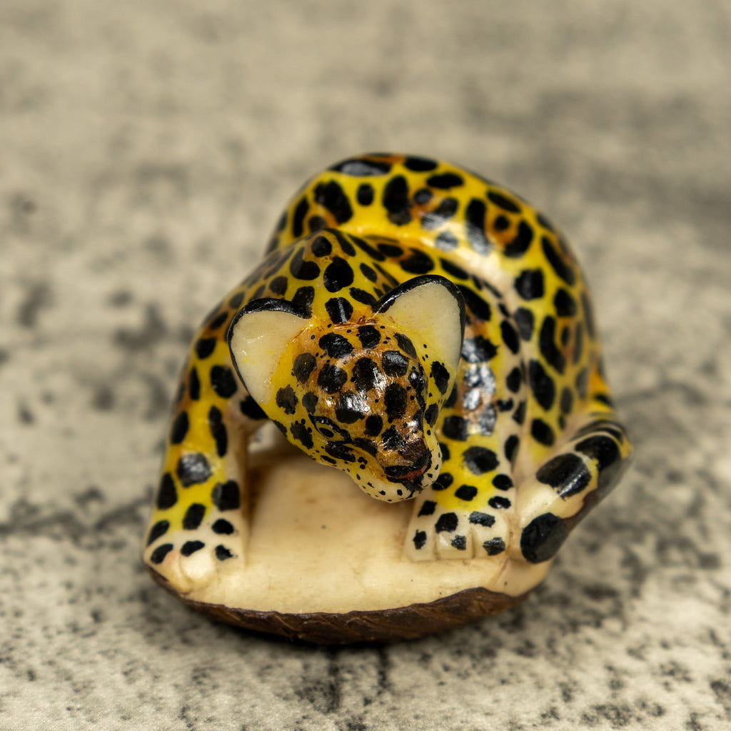 Jungle Jaguar Cat Tagua Carving