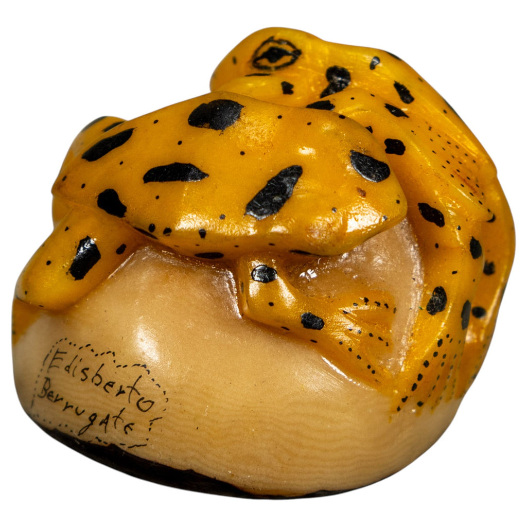 Vintage Double (2) Golden Frog Tagua Carving